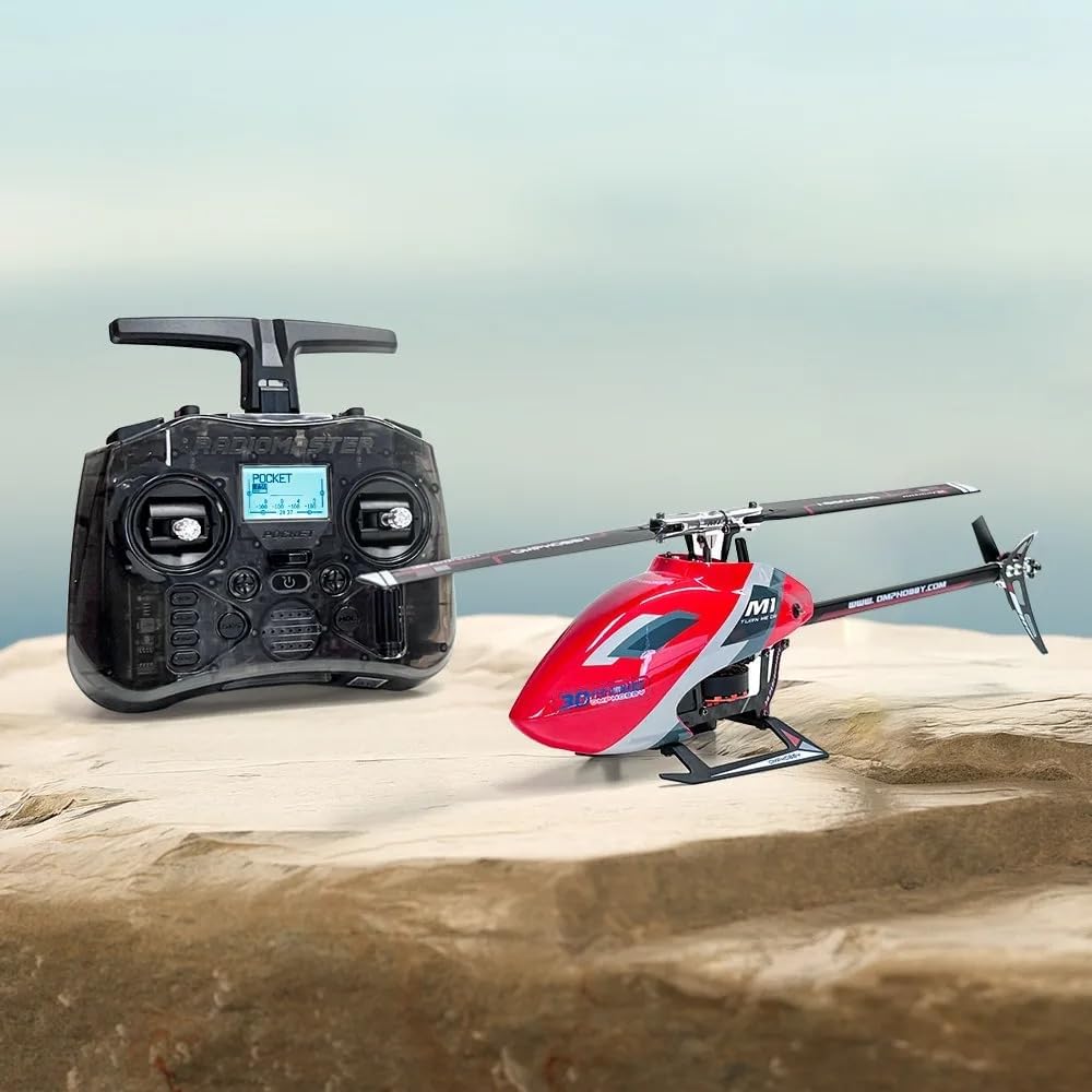 OMP M1 EVO RC Helicopter RTF with Radiomaster Pocket Radio (Red)