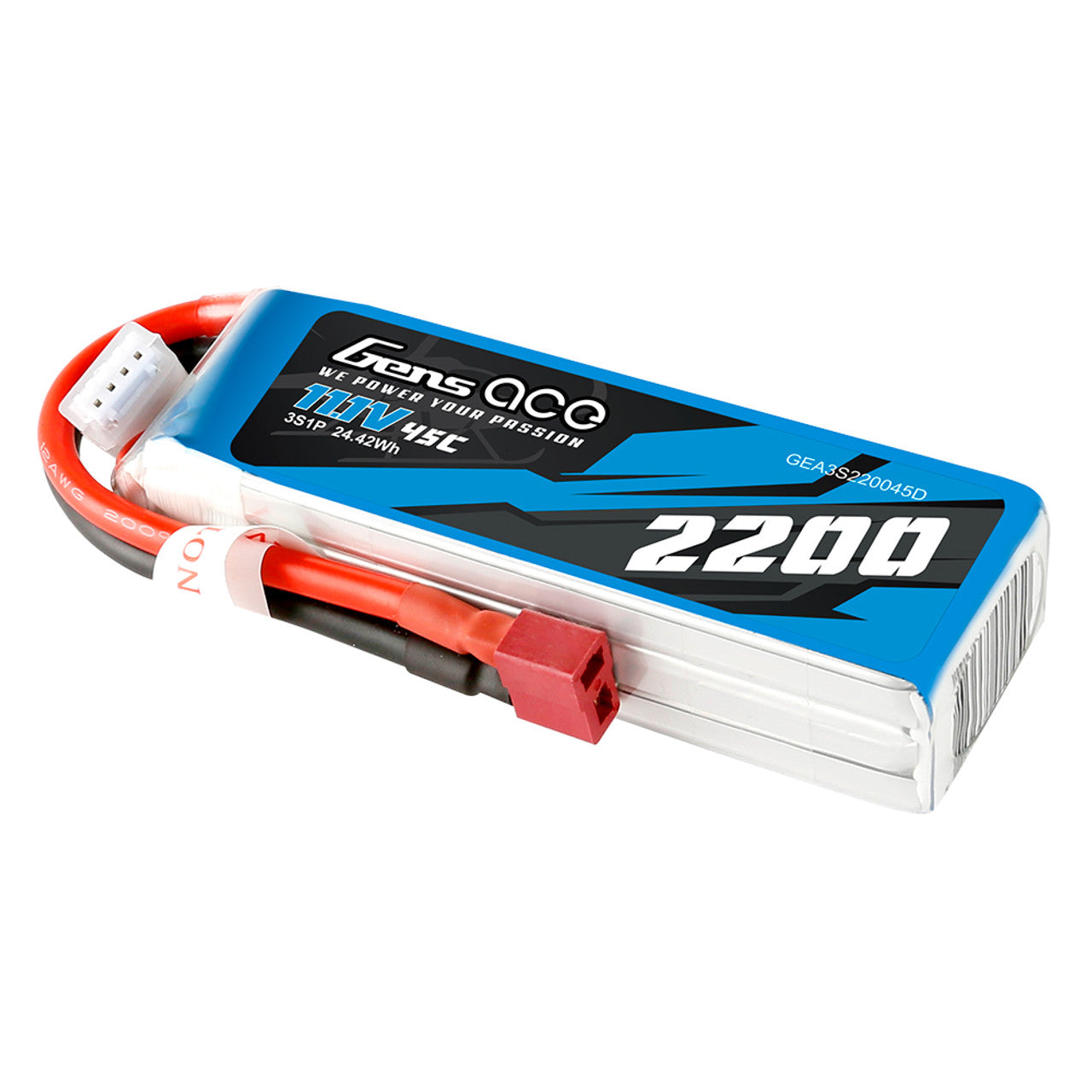 Gens ace 2200mAh 11.1V 45C 3S Lipo Battery w/Dean