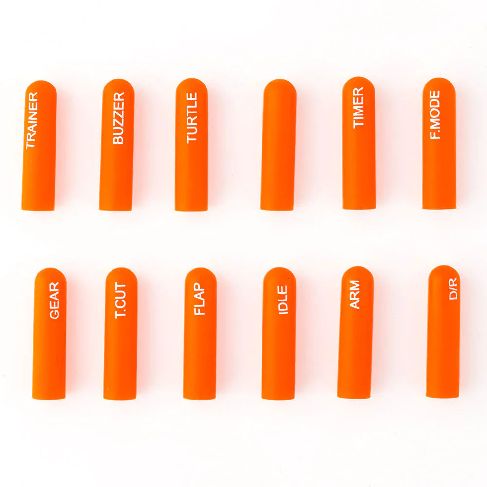 RADIOMASTER Labeled Silicon Switch Cover Set 12pcs ORANGE Long