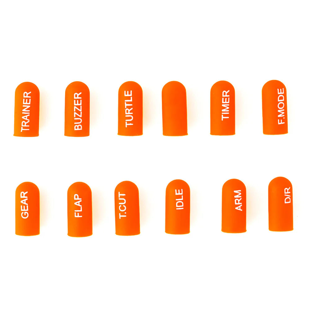 RADIOMASTER Labeled Silicon Switch Cover Set 12pcs ORANGE Short