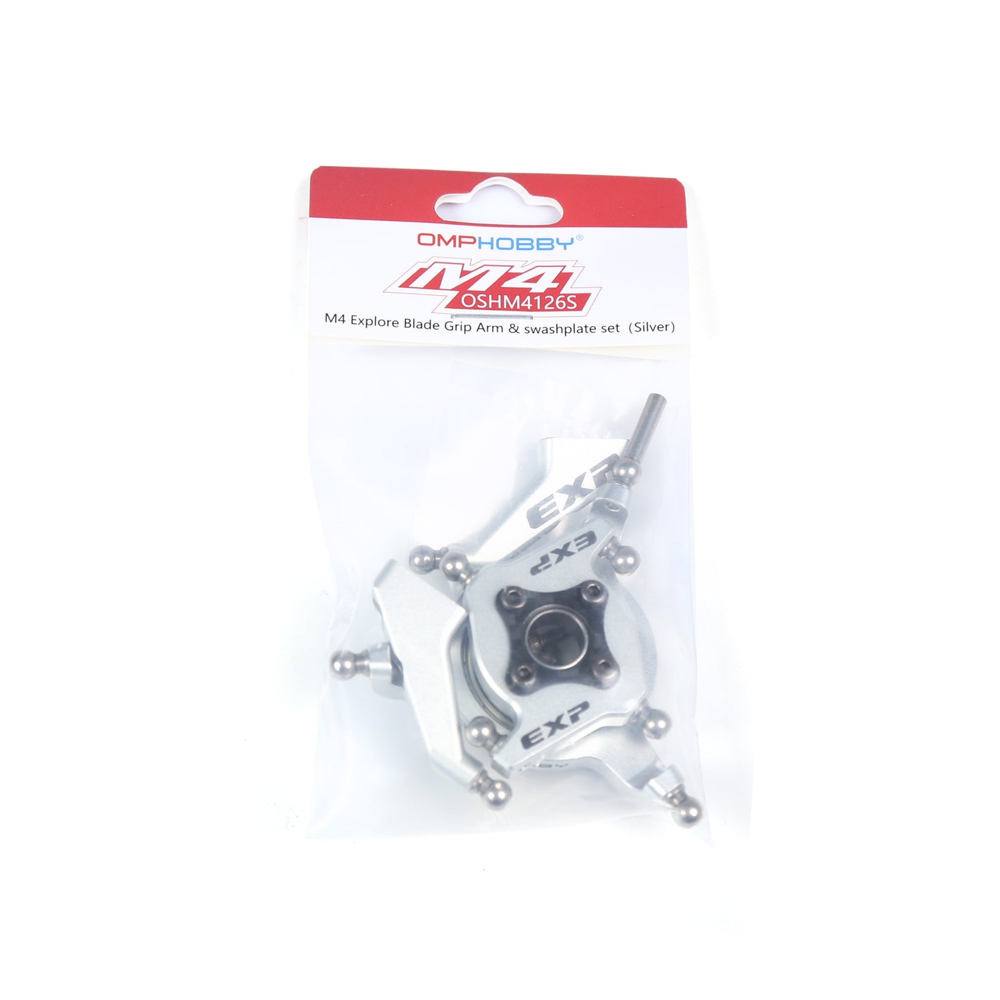 OMP M4 EXP upgrade set Swashplate + Arms (Silver)