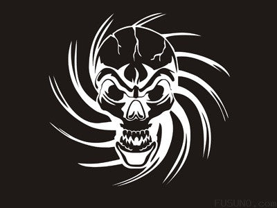 FUD-113ESW Evil Skull White decal 15cm x 15cm-5.9 x 5.9 inches