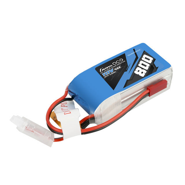 Gens Ace 800mAh 11.1V 45C 3S1P Lipo Battery w/ JST-SYP Plug