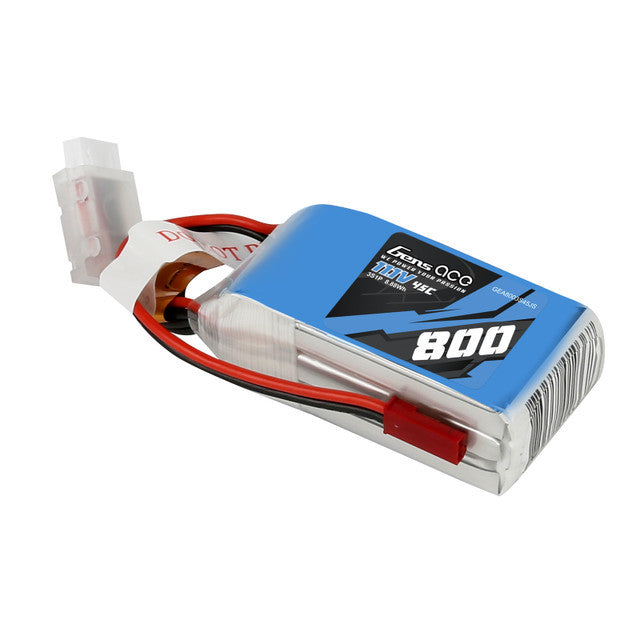 Gens Ace 800mAh 11.1V 45C 3S1P Lipo Battery w/ JST-SYP Plug