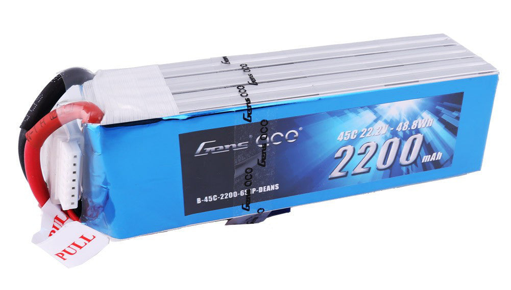 Gens ace 2200mAh 6S 22.2V 45C Lipo Battery w/ EC3 - Goblin 380/ 420 /Trex 470/ OMP M4/Max/ Goosky RS4/Venom