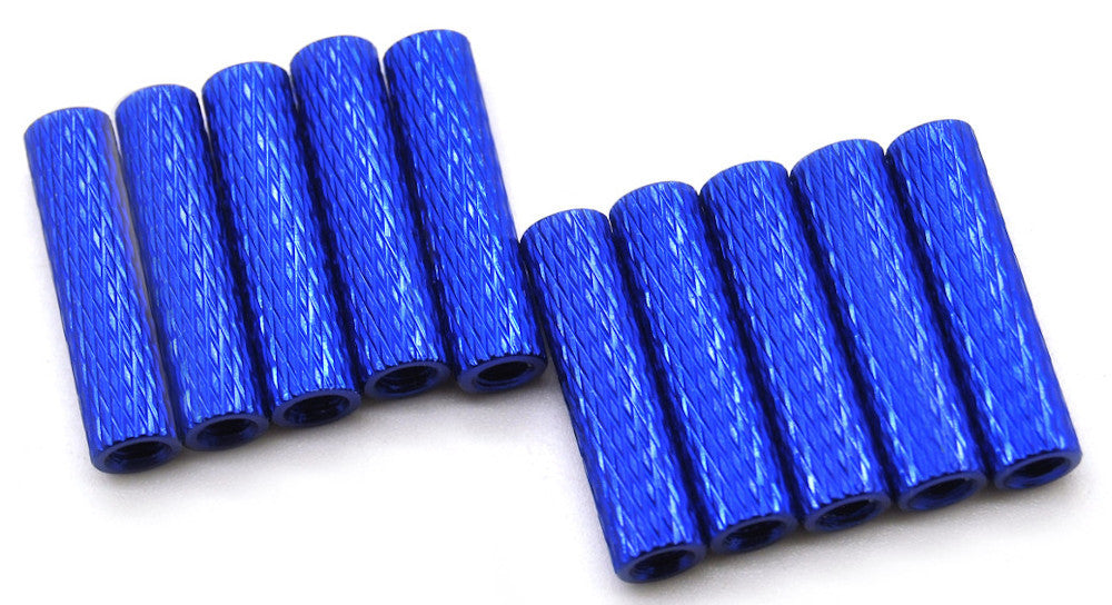 20mm M3 Knurled Standoffs Anodised BLUE 10pcs