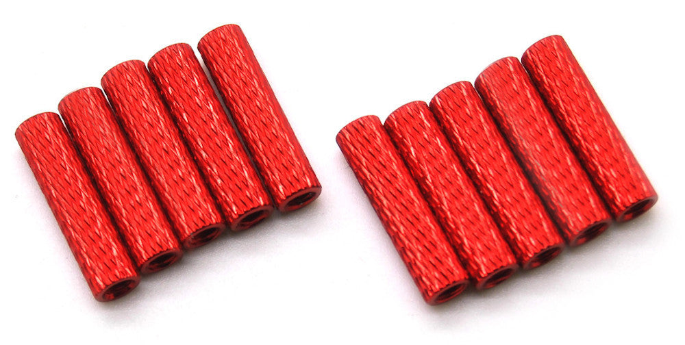 20mm M3 Knurled Standoffs Anodised RED 10pcs