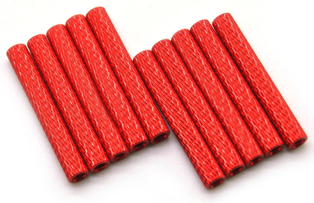 35mm M3 Knurled Standoffs Anodised RED 10pcs