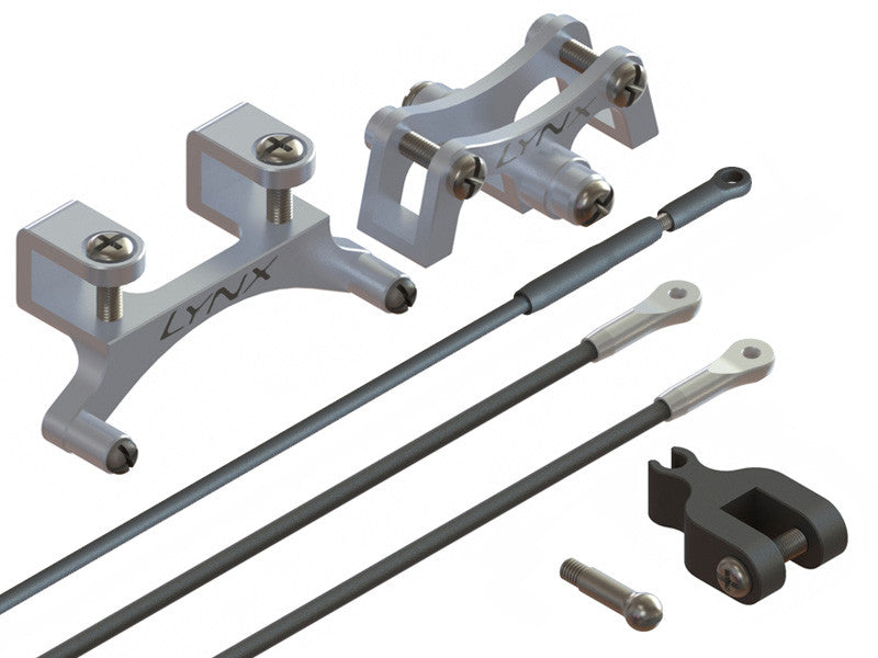 LX0892 - 130X - Carbon Tail Push Rod X STD Servo Combo - Stretched Boom Length - Silver