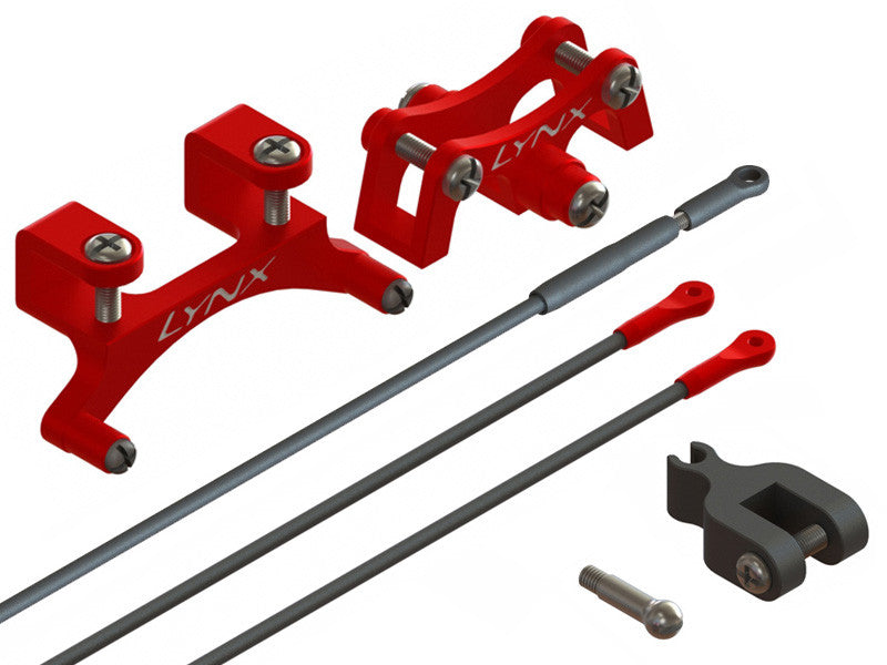 LX0893 - 130X - Carbon Tail Push Rod X STD Servo Combo - Stretched Boom Length - Red