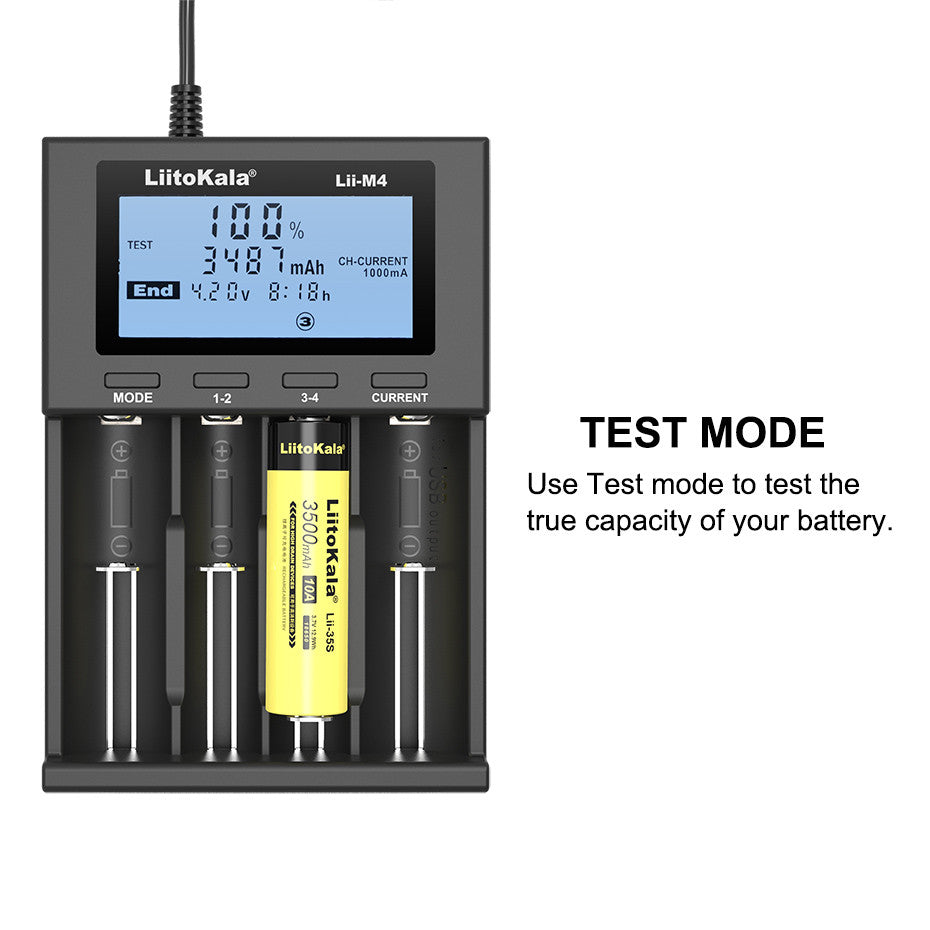 LiitoKala Lii-M4 Type-C Smart Charger – AA/AAA & 18650/26650 with LCD Display