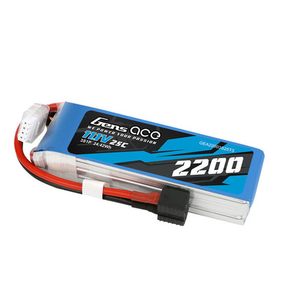 Gens Ace 2200mAh 3S 25C Lipo Battery w/ EC3, Deans, XT60 Adapter