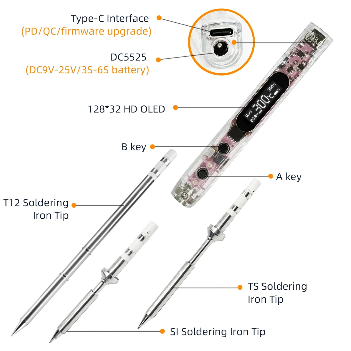 SEQURE SI012 Pro Max KIT - Fully Adjustable Portable Soldering Iron w/ TS B2 Tip, Solder, Carry Case