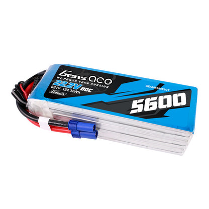 Gens Ace 5600mAh 6S 80C 22.2V G-Tech Lipo Battery w/EC5 - TB70/ Goblin Kraken/Raw 700