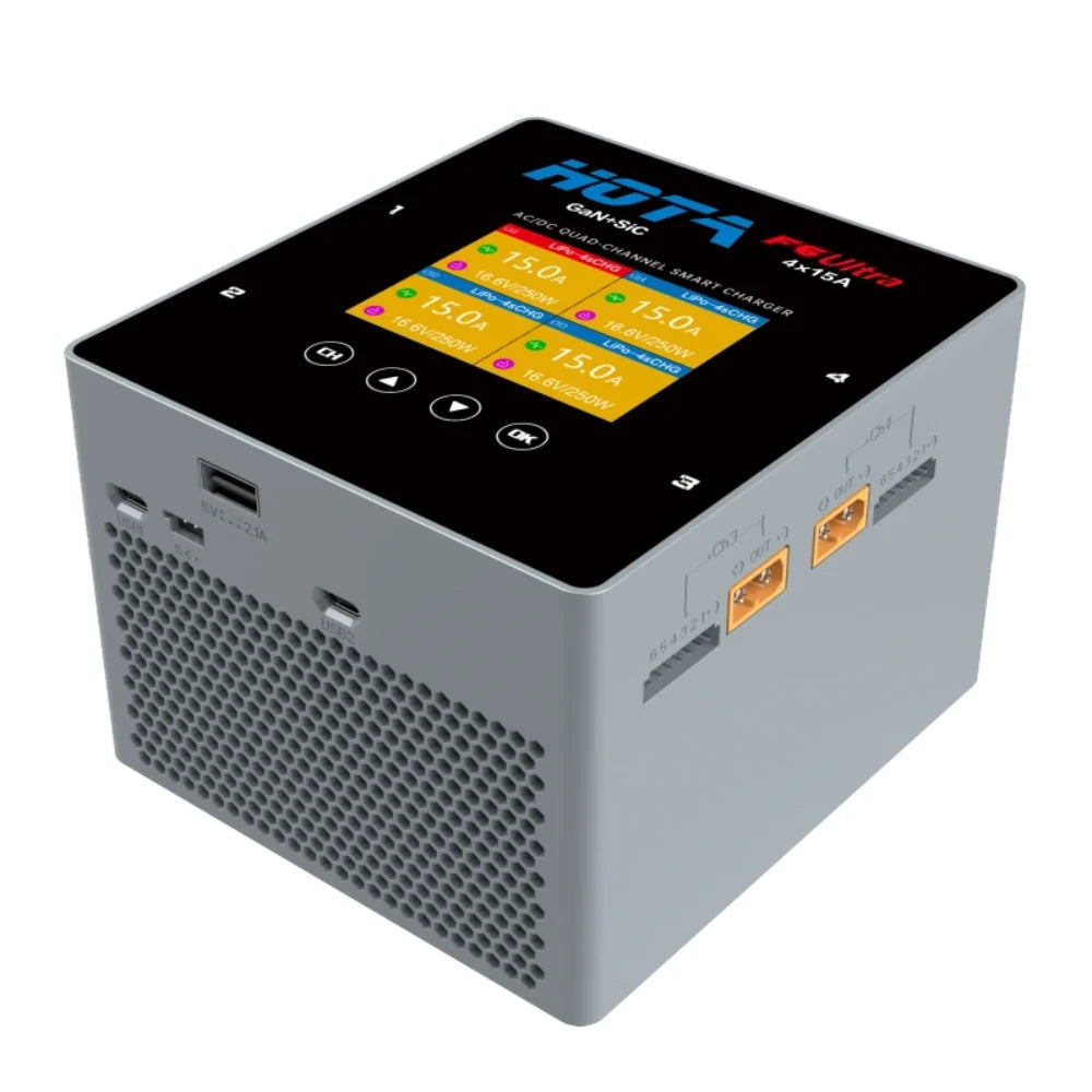 HOTA F6 Ultra 1000W 60A 1-6S Quad Channel AC/DC GaN + SiC Smart Charger