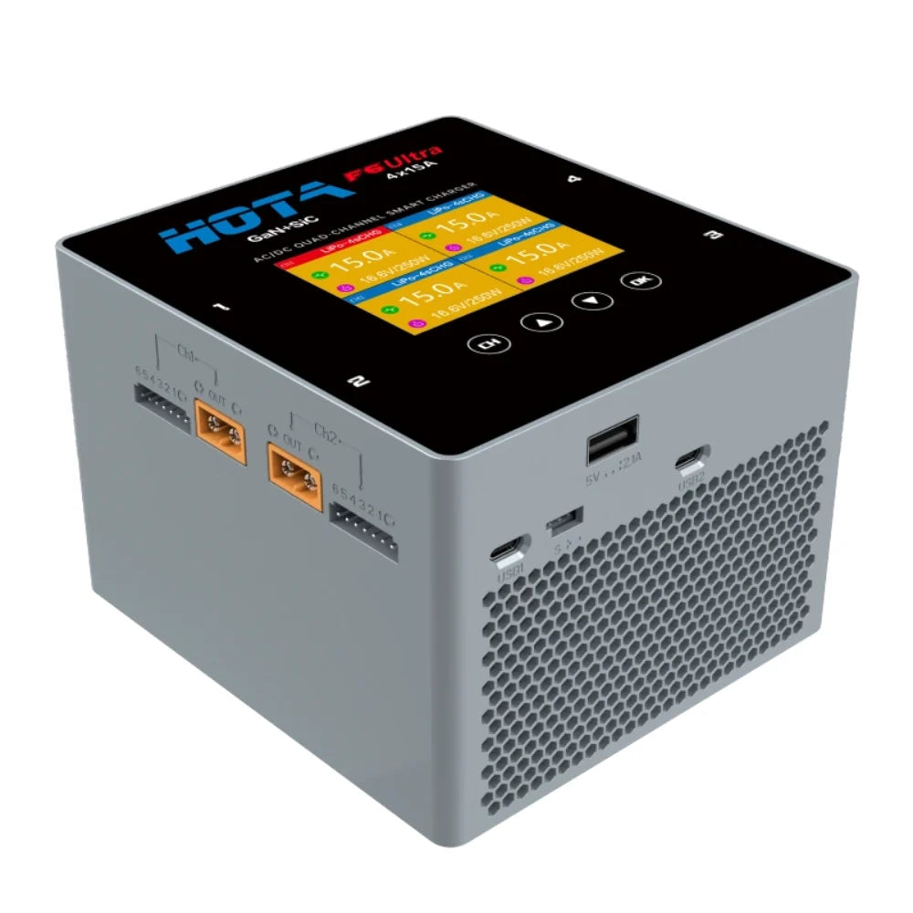 HOTA F6 Ultra 1000W 60A 1-6S Quad Channel AC/DC GaN + SiC Smart Charger