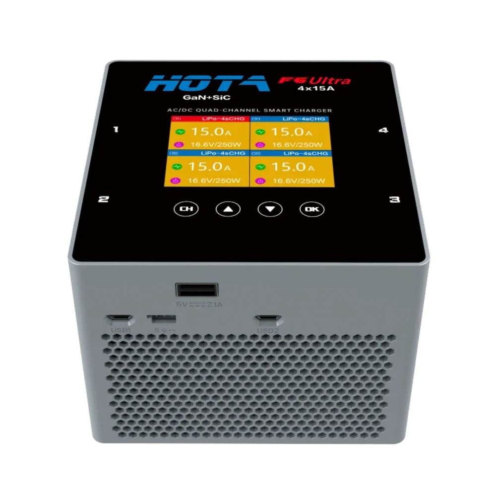 HOTA F6 Ultra 1000W 60A 1-6S Quad Channel AC/DC GaN + SiC Smart Charger