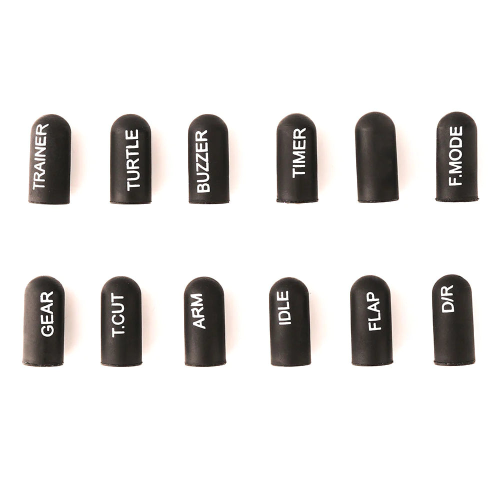 RADIOMASTER Labeled Silicon Switch Cover Set 12pcs BLACK Short