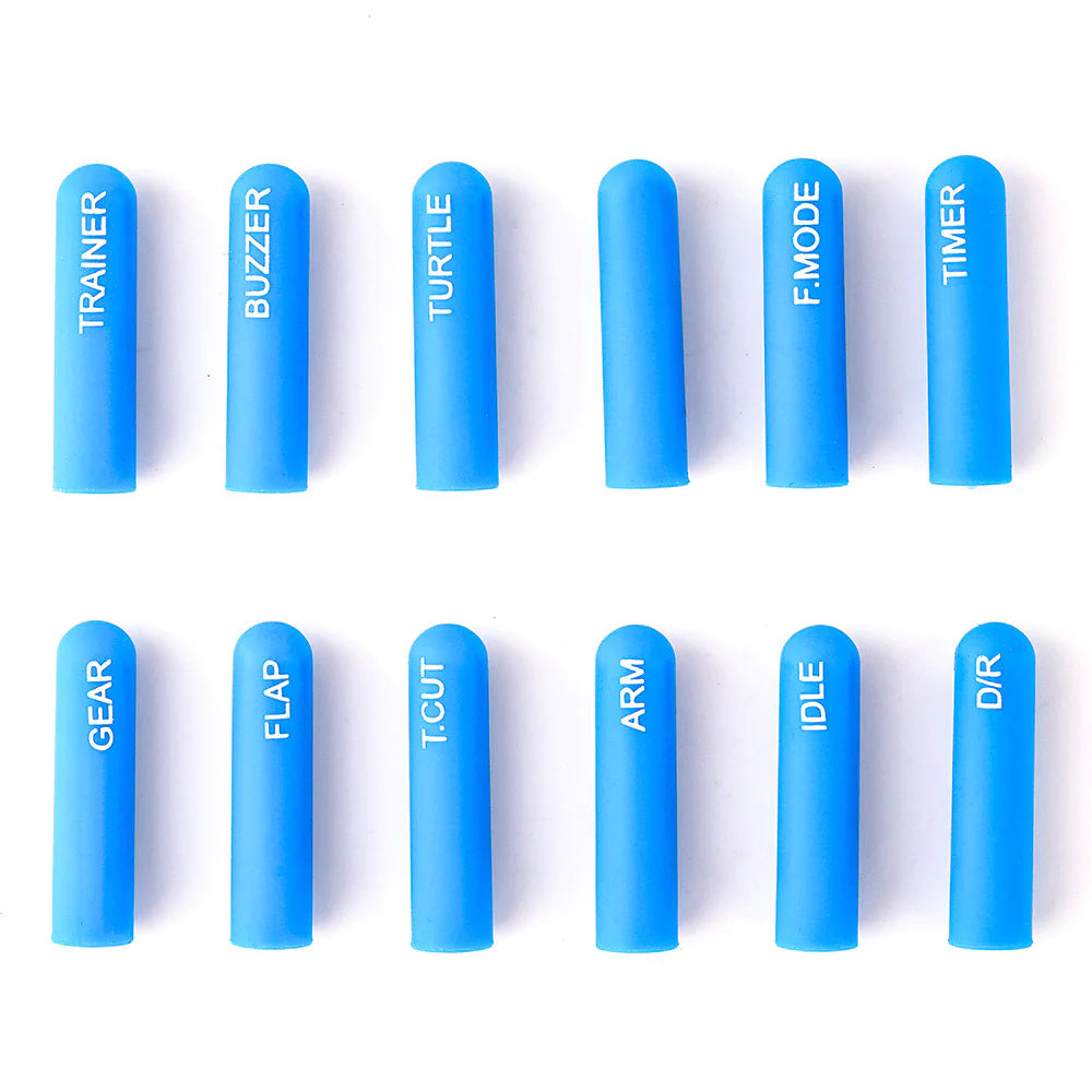 RADIOMASTER Labeled Silicon Switch Cover Set 12pcs BLUE Long
