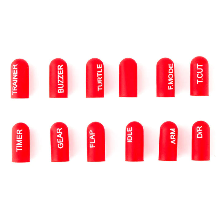 RADIOMASTER Labeled Silicon Switch Cover Set 12pcs RED Short