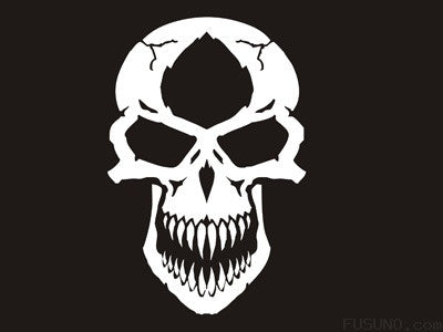 FUD-112MSW Madness Skull White decal 15cm x 10cm-5.9 x 3.9 inches
