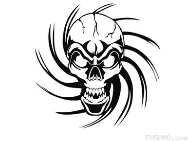 FUD-113ES Evil Skull Black decal 15cm x 15cm-5.9 x 5.9 inches