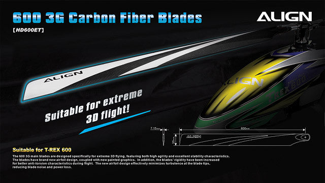 Align 600 3G Carbon Fiber Blades