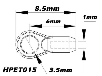 3.5mm , M1.3 Ball Link x6 for HPTB001 , HPTB009