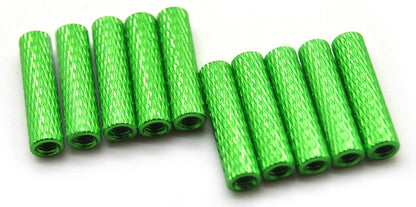 20mm M3 Knurled Standoffs Anodised GREEN 10pcs