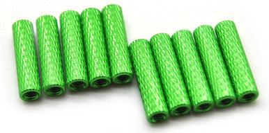 20mm M3 Knurled Standoffs Anodised GREEN 10pcs