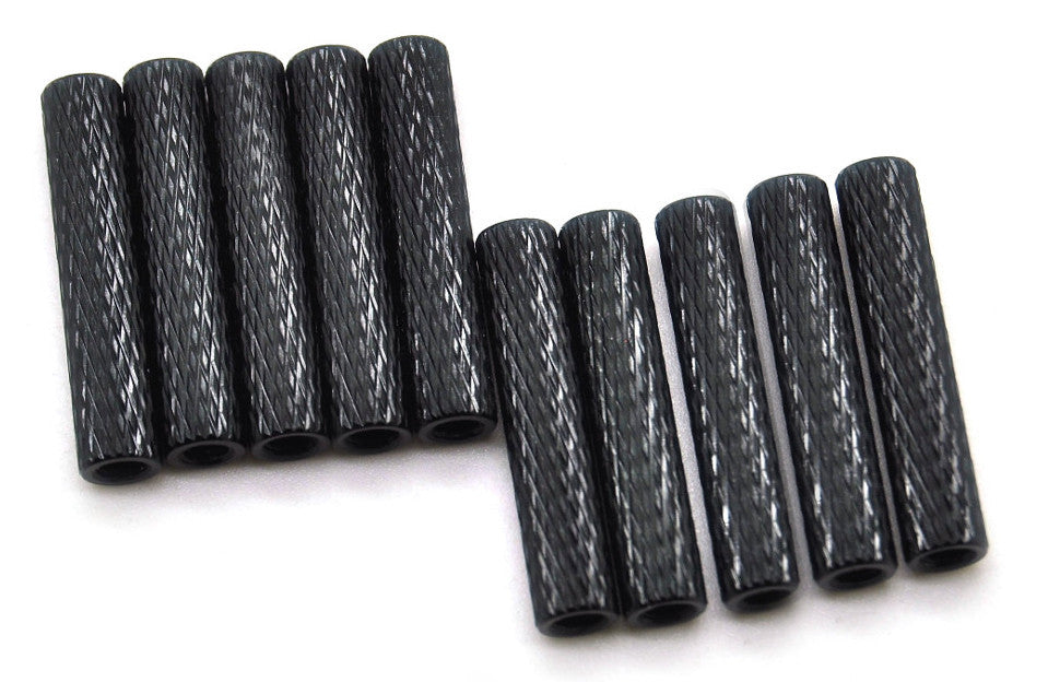 25mm M3 Knurled Standoffs Anodised BLACK 10pcs