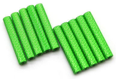 30mm M3 Knurled Standoffs Anodised GREEN 10pcs