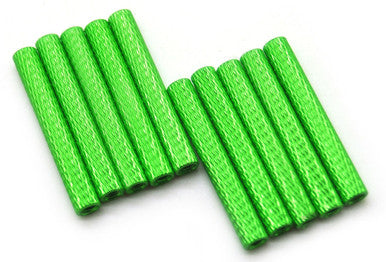 35mm M3 Knurled Standoffs Anodised GREEN 10pcs