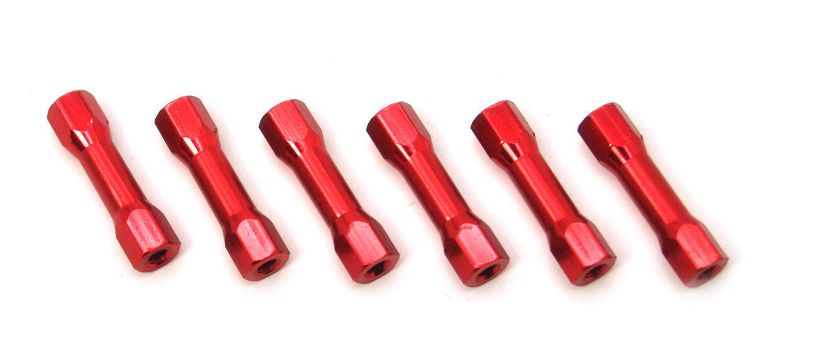 M3x25 Aluminum Hex Step Standoff Set 2 (6 pcs) - Red