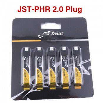 Tattu 220mAh 3.7V 45C 1S1P Lipo Battery Pack with JST-PHR 2.0 Plug (5pcs)