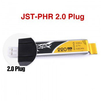 Tattu 220mAh 3.8V 45C 1S1P HV Lipo Battery Pack with JST-PHR 2.0 Plug (1pcs)