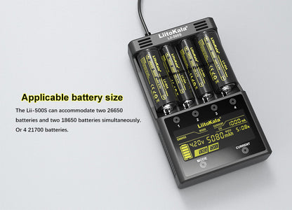 LiitoKala Lii-500S 18650 Battery Charger for 18650 26650 21700 AA AAA Battery Touch Button LCD Display Test The Battery Capacity
