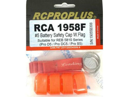 RCPROPLUS Supra X Battery Safety Cap w/Flag Pro D5/S5 (4) (RCA1958F)