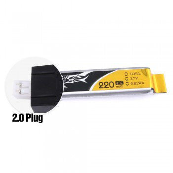 Tattu 220mAh 3.7V 45C 1S1P Lipo Battery Pack with JST-PHR 2.0 Plug (5pcs)