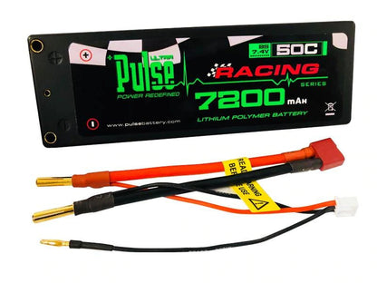 PULSE 7200mah 2S 7.4V 50C Hardcase LiPo Battery w/ 4mm Bullets to Dean's